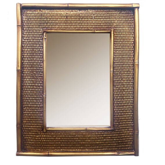 Gold Bamboo and Rattan Accent Mirror Etsy