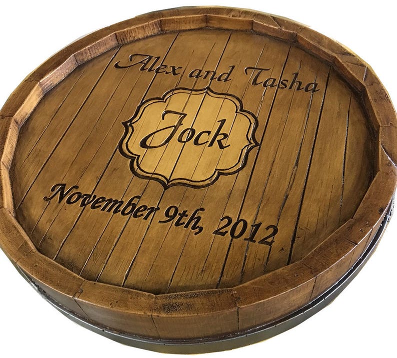 Wine Quarter Barrel Monogram Lazy Susan Personalized