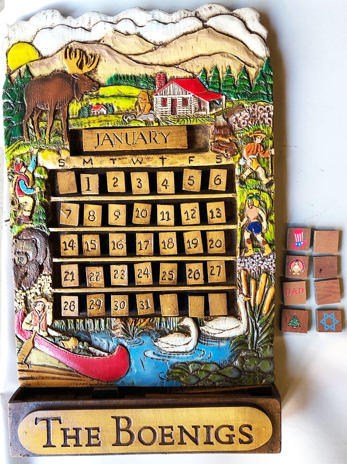 Rustic Perpetual Calendar Customized With Your Name and Etsy