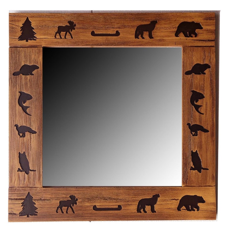 Rustic Cabin Mirror Customizable Etsy