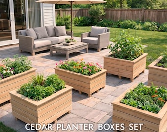 Cedar Planter Boxes Plans (PDF) | DIY Set of six distinct items (PDF Download)