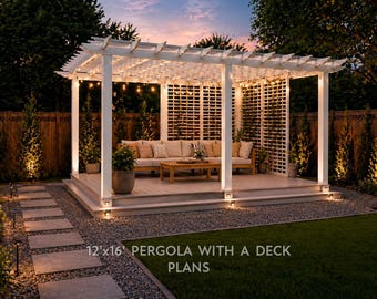 12'x16' Pergola and Deck Plans (PDF) | DIY Building Guide with a Materials List (PDF Download)