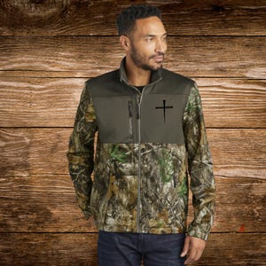 Personalized Cross Embroidery Realtree Colorblock Soft Shell Jacket