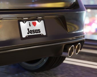 I  heart Jesus Vanity Plate | Religious License Plate, Christian Car Decor