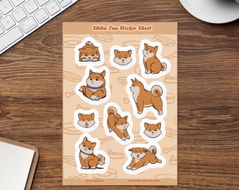 Shiba Inu Sticker Sheet: Original Illustrations, Glossy Finish, Planner Decor