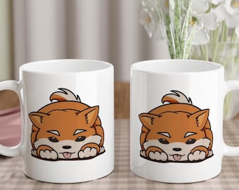 Shiba Inu Blep Mug, 11oz Ceramic Dog Lover Coffee Cup