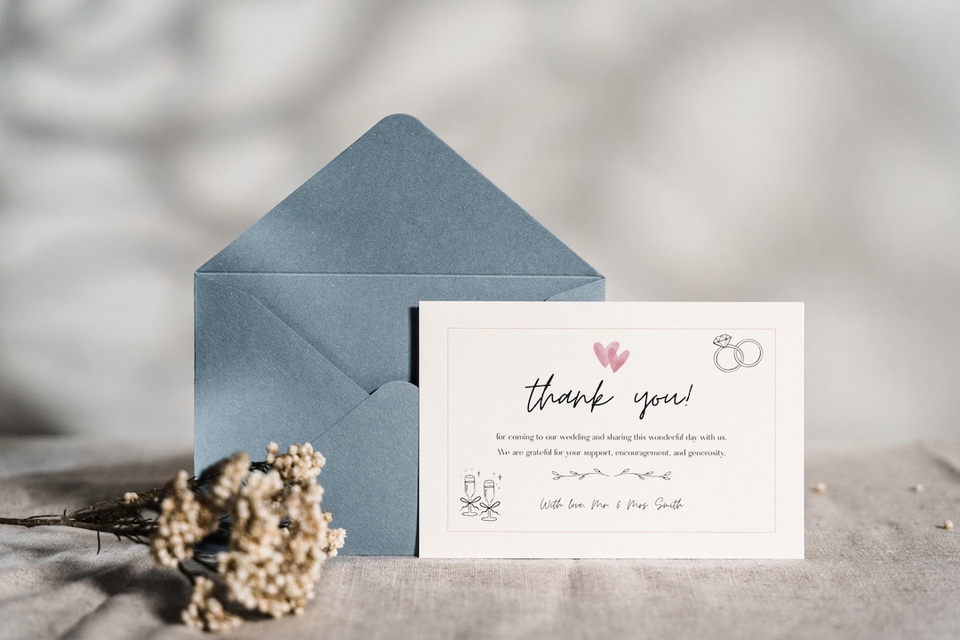 Editable Wedding Thank You Card Template | Printable Thank You Cards ...