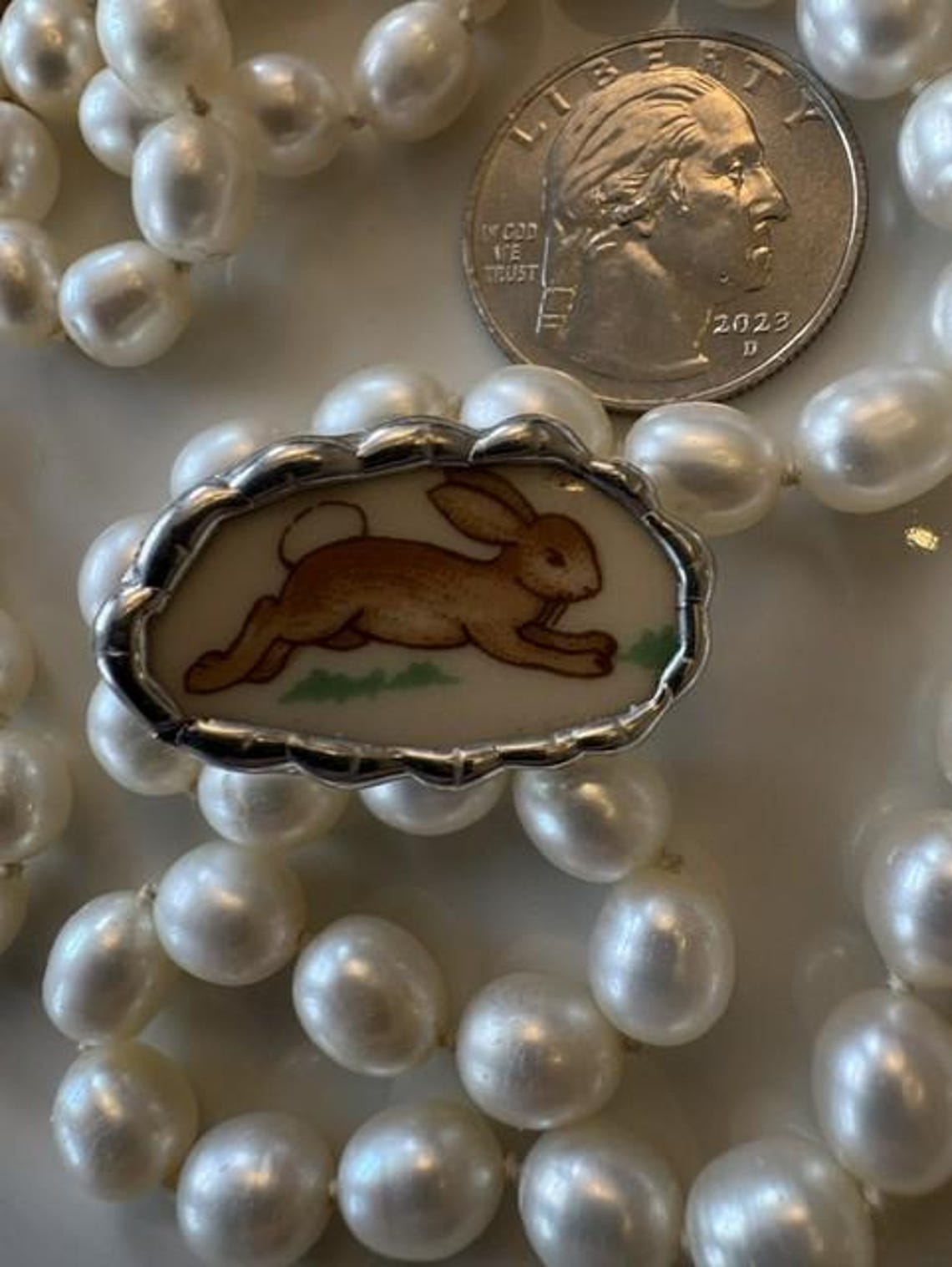 Silver Rabbit Pin Hand-detailed Silver Rabbit Pin — Leaping Hare on Enamel; Petite ...