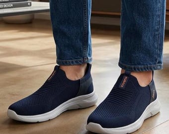 Gebreide wandelschoenen heren, lichtgewicht ademende sneakers voor heren, comfortabele casual hardloopschoenen, schoenen voor dagelijks gebruik