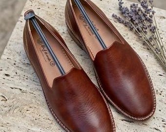 Men's TAN  Leather Loafers | Handmade Slip On Shoes | Comfortable Casual Dress Shoes | Soft Leather Moccasins | Office & Everyday Footwear