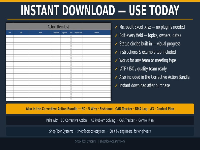 Action Item Tracker Excel Template | Meeting Follow-up Log ...