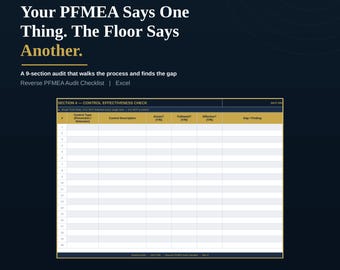 Reverse PFMEA Audit Checklist Excel | Process FMEA Floor Verification | Control Effectiveness & Risk Rating Audit | iatf 16949 ISO 9001