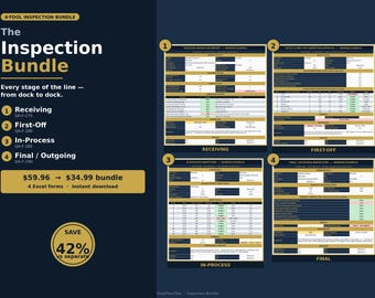 Quality Inspection Forms Bundle | Receiving, First-Off, In-Process & Final Inspection Excel Templates | IATF 16949 ISO 9001 |  Save 42%
