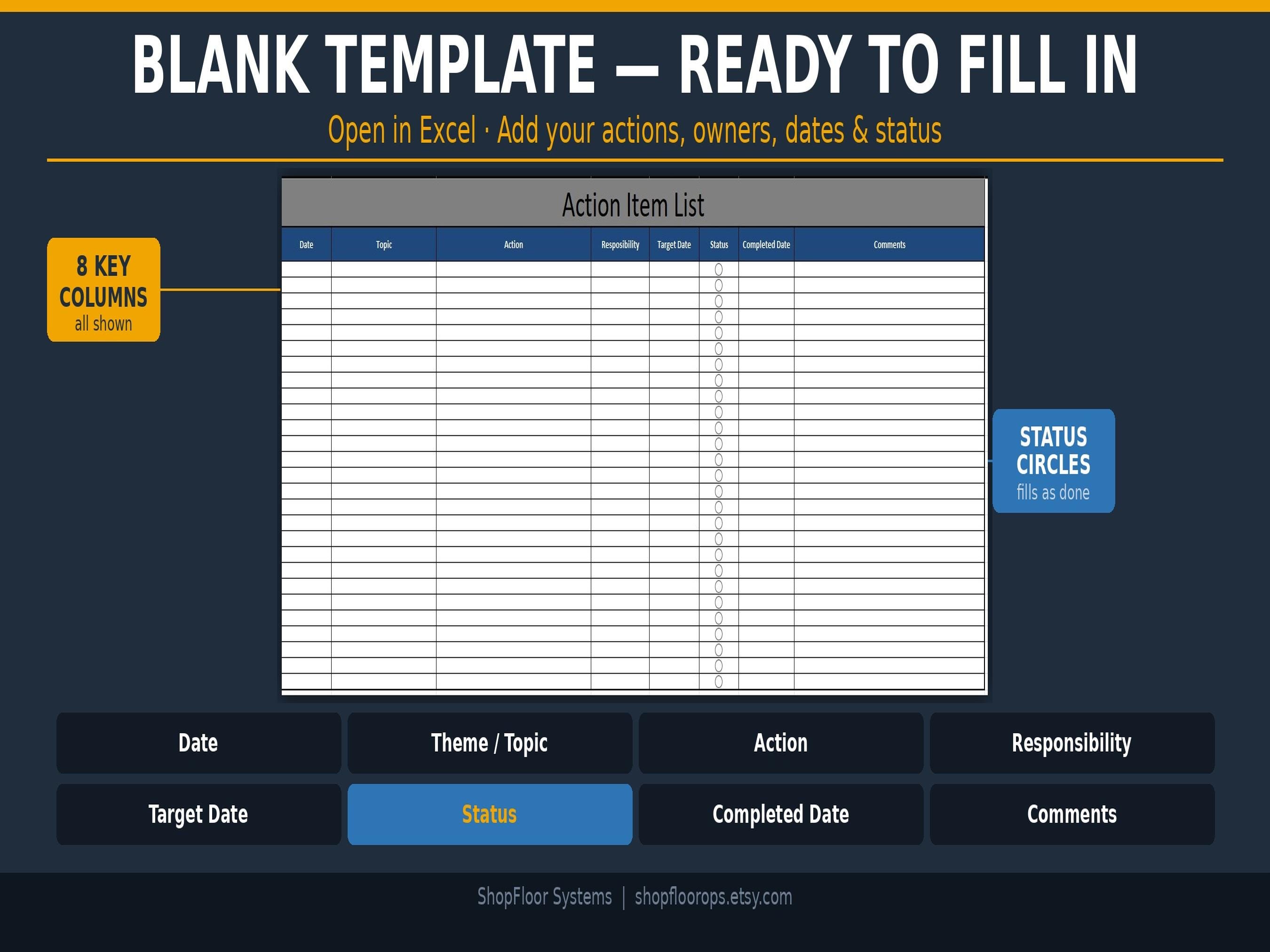 Action Item Tracker Excel Template | Meeting Follow-up Log ...