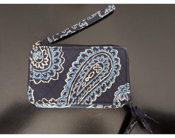 Vera Bradley Java Blue All In One Crossbody Wallet Wristlet Retired 2006