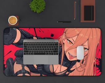 Anime Demoness Character Desk Mat | Red Gothic Art Mouse Pad