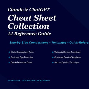 ChatGPT Claude AI Prompt Guide, Small Business Cheat Sheet Collection (PDF Download)