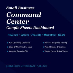 Small Business Command Center Google Sheets Dashboard (Digital Download)