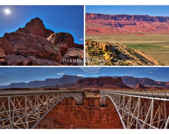 Vermilion Cliffs, Navajo Bridge, Montage, American Southwest, Red Rock, Arizona, 13x19 Print, Arizona Wall Art, Gift for Men, Gift for Women