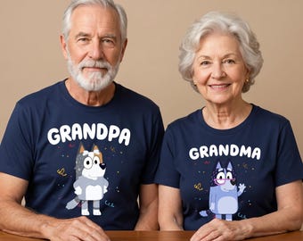 Blue Nana Papa Matching Shirt, Blue Character Family Gift