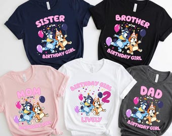 Blue Dog Family Matching Birthday Party Shirt