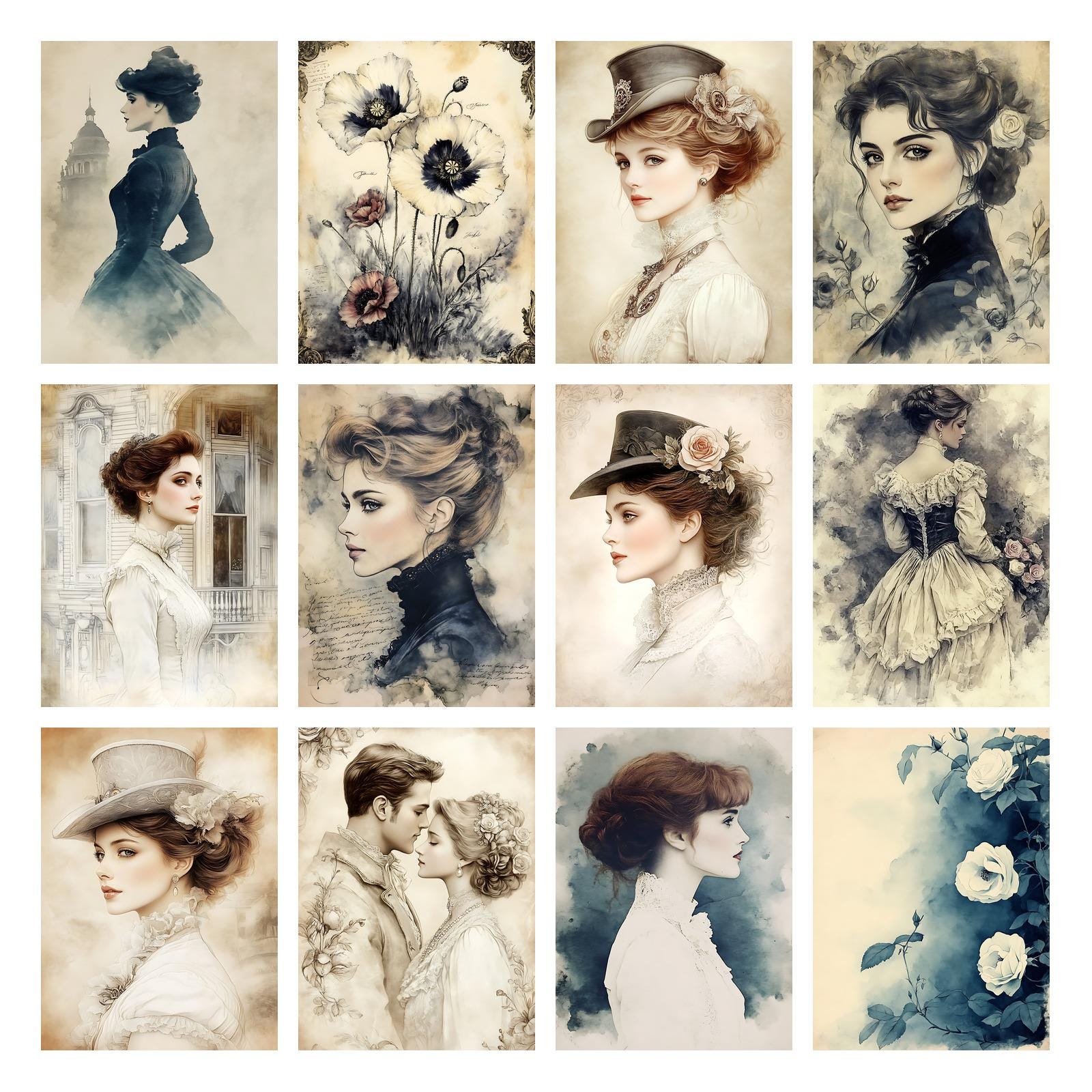 Vintage Victorian Lady Junk Journal Pages, Victorian Junk Journal Kit ...
