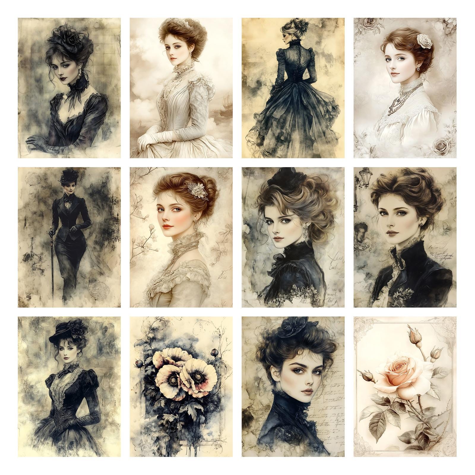 Vintage Victorian Lady Junk Journal Pages, Victorian Junk Journal Kit ...