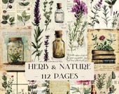 Herbs and Nature Junk Journal Printables, Junk Journal Kit, Scrapbook Printable, Printable Paper, Digital Collage, Digital Paper, Ephemera