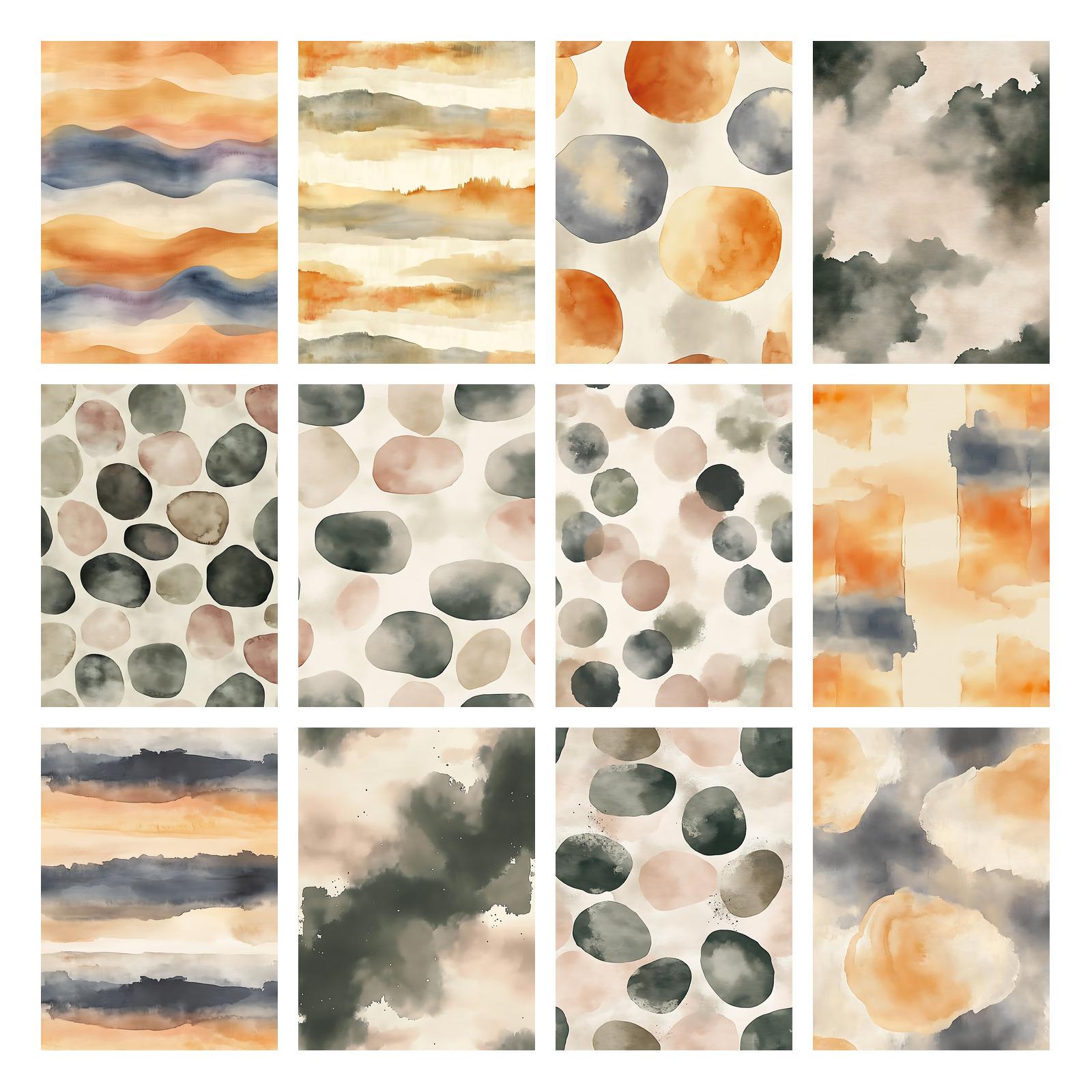 Watercolor Earth Palette Digital Paper Pack Neutral Boho Junk Journal ...