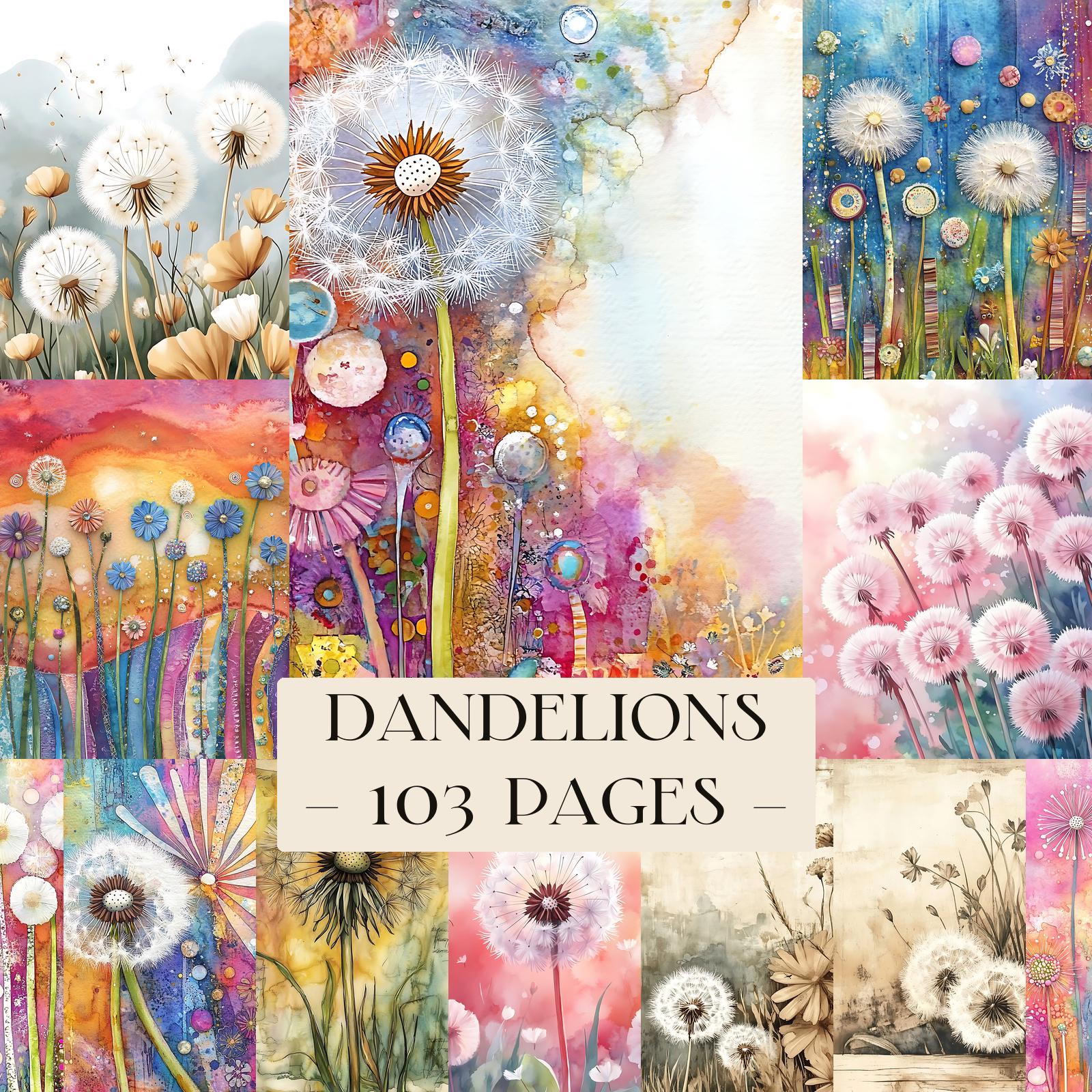 Dandelions Junk Journal Kit Watercolor Dandelions Printable Pages ...