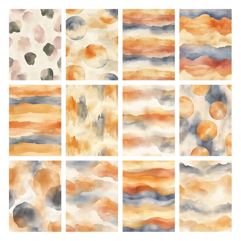 Watercolor Earth Palette Digital Paper Pack Neutral Boho Junk Journal ...