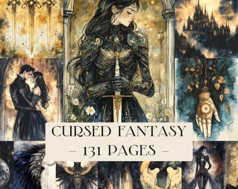 Fae Court Dark Fantasy Junk-dagboekpagina's, leesgrage romantiek, Celestial Dark Romance digitale collage, nachtesthetiek, plakboekpapier