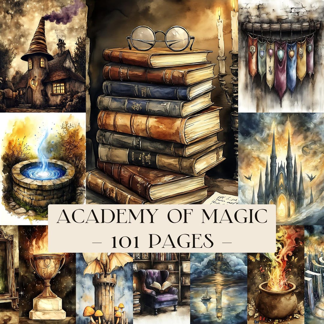 Academy of Magic Junk Journal Kit, Magic School Journal, Wizard Collage ...