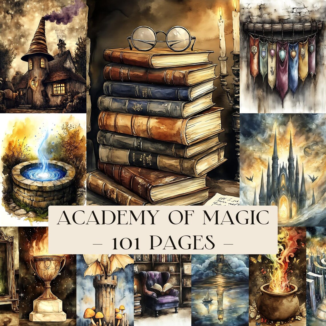 Wizard Collag Academy of Magic Junk Journal Kit, Magic School Journal, Wizard Collage ...