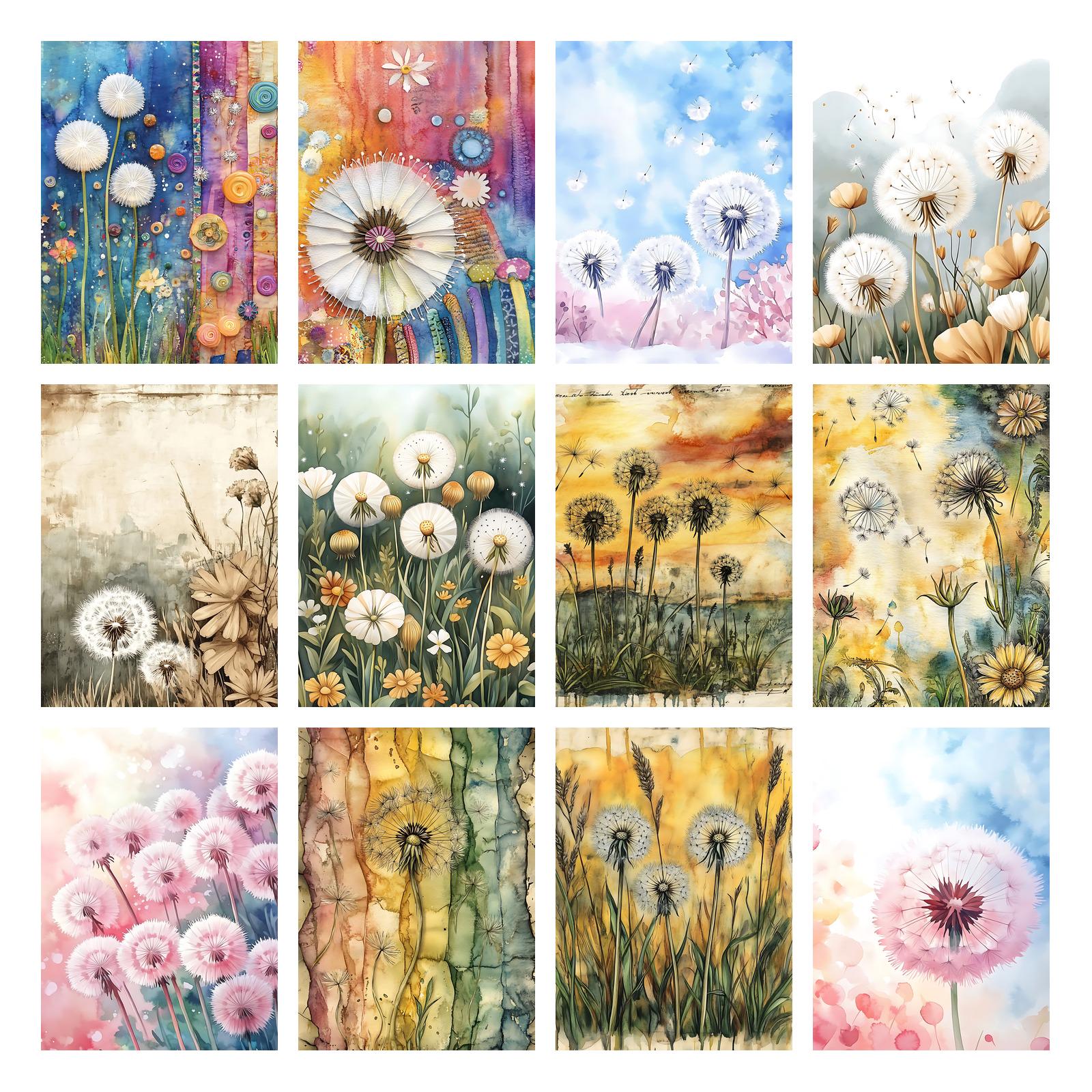Dandelions Junk Journal Kit Watercolor Dandelions Printable Pages ...