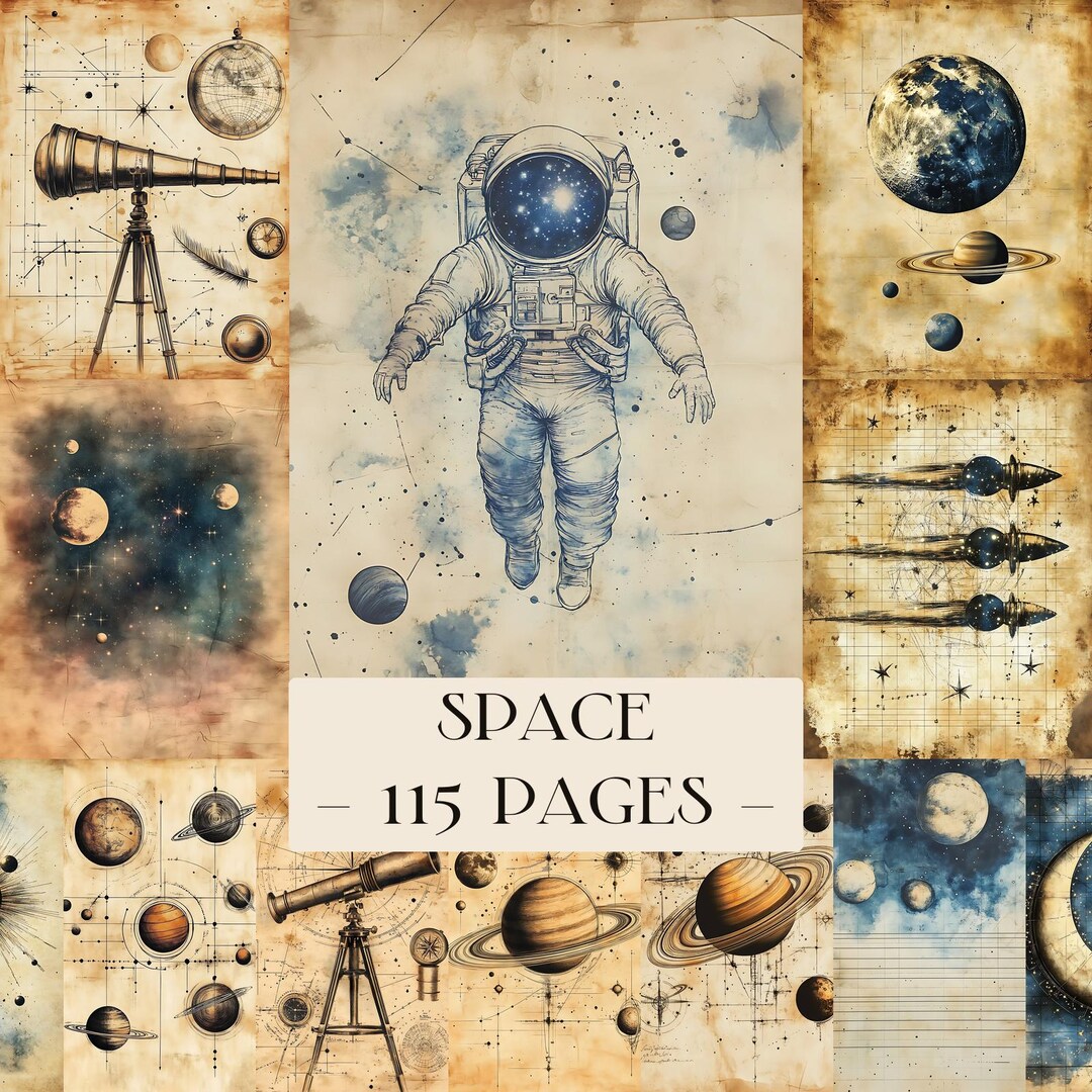 Space Journal Paper Celestial Junk Journal Printable Pages, Space Junk Journal Kit ...