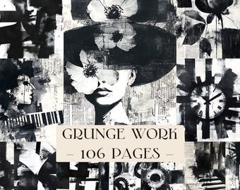 Digital Junk Journal afdrukbaar grungy noodlijdend papier, vintage antiek, scrapbookingpapier, collagekit afdrukbare ambachtelijke papierbenodigdheden