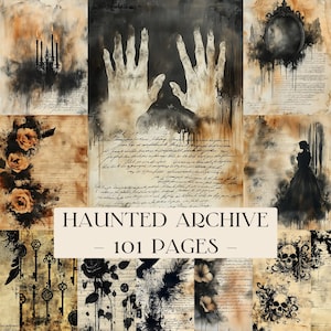 Páginas de diario de Dark Academia, imprimibles con fondos embrujados, kit de diario gótico, papel grunge vintage, papeles antiguos para álbumes de recortes digitales
