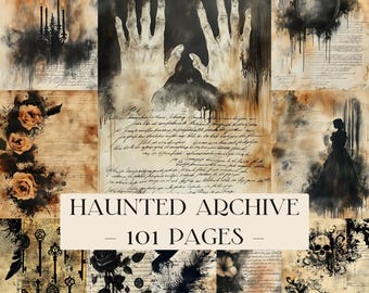 Dark Academia Journal Pages, Haunted Background Printables, Gothic Junk Journal Kit, vintage grunge papier, antiek digitaal plakboekpapier