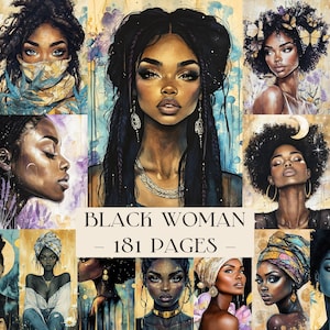 Black Women Junk Journal, African American Junk Journal Kit, Digital Papers, Printable Ephemera, Digital Journal Kit, Black Woman Journal