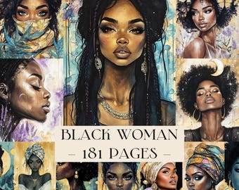 Diario basura para mujeres negras, kit de diario basura afroamericano, papeles digitales, material efímero imprimible, kit de diario digital, diario para mujeres negras