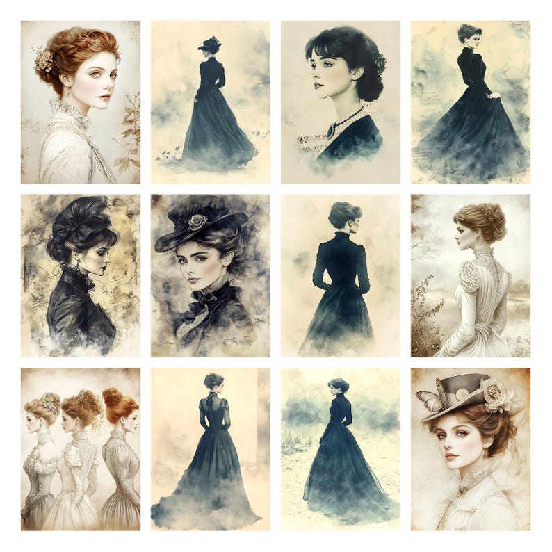 Vintage Victorian Lady Junk Journal Pages, Victorian Junk Journal Kit ...