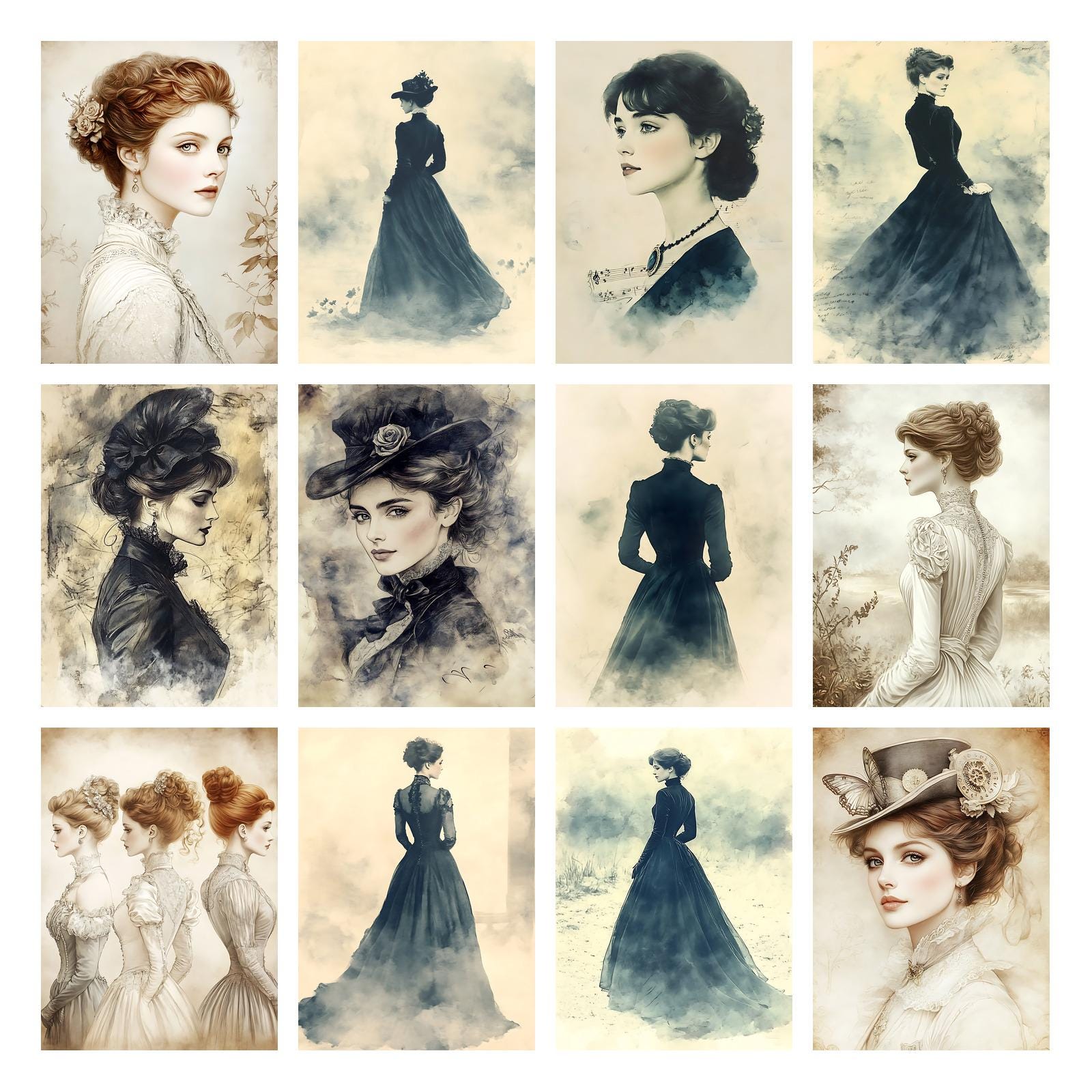 Vintage Victorian Lady Junk Journal Pages, Victorian Junk Journal Kit ...