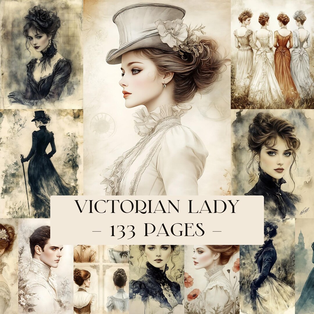 Vintage Victorian Lady Junk Journal Pages, Victorian Junk Journal Kit ...
