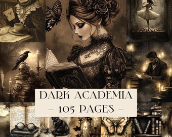 Dark Academia Junk Journal Pages, Witchy plakboek afbeeldingen foto's collage blad Wicca heks digitale papers achtergrond scrapbooking papers