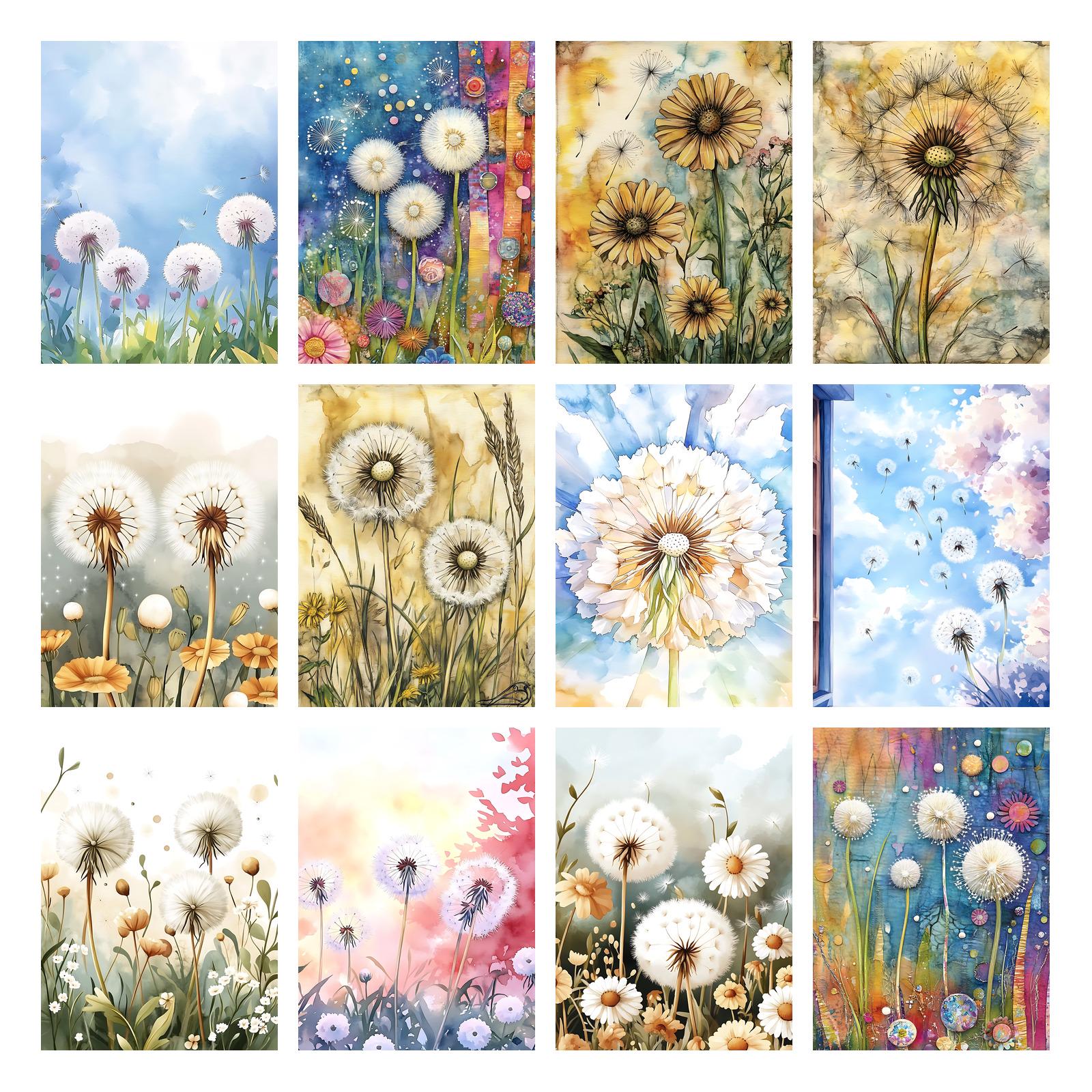 Dandelions Junk Journal Kit Watercolor Dandelions Printable Pages ...