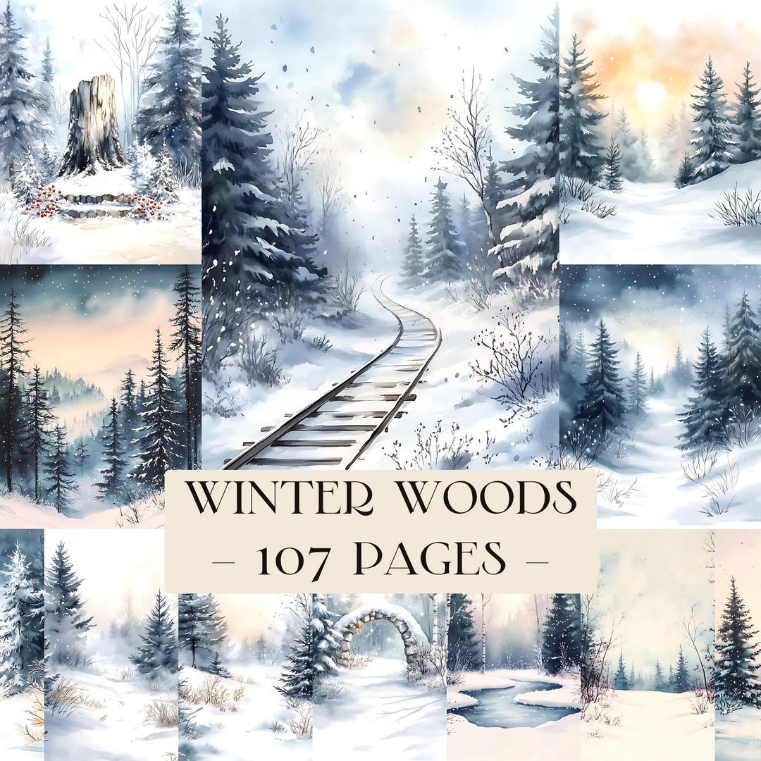 Winter Woods Junk Journal Pages, Digital Scrapbook, Woods Paper Kit ...