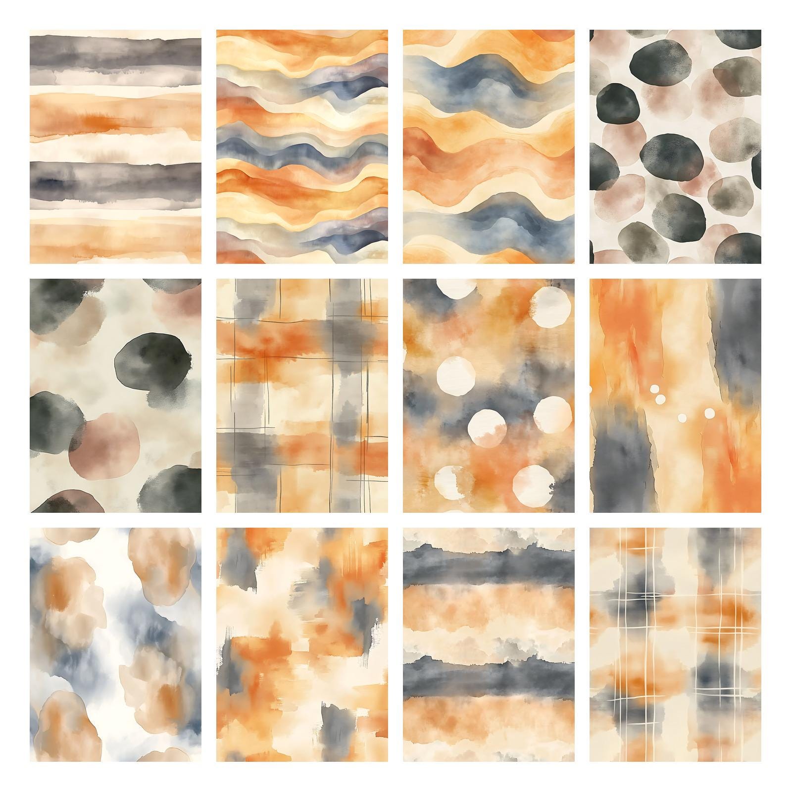 Watercolor Earth Palette Digital Paper Pack Neutral Boho Junk Journal ...