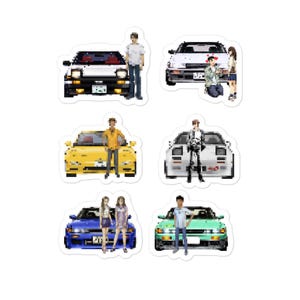 JDM Anime Style Drift Car Sticker Pack – Retro Japanese  90s Manga Inspired Car Decal Set, Tuner Culture Vinyl Sticker Collection