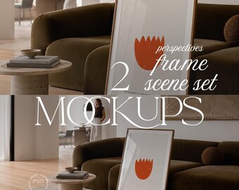 Neutral Interior Frame Mockup Editorial Wall Art Display PSD JPG